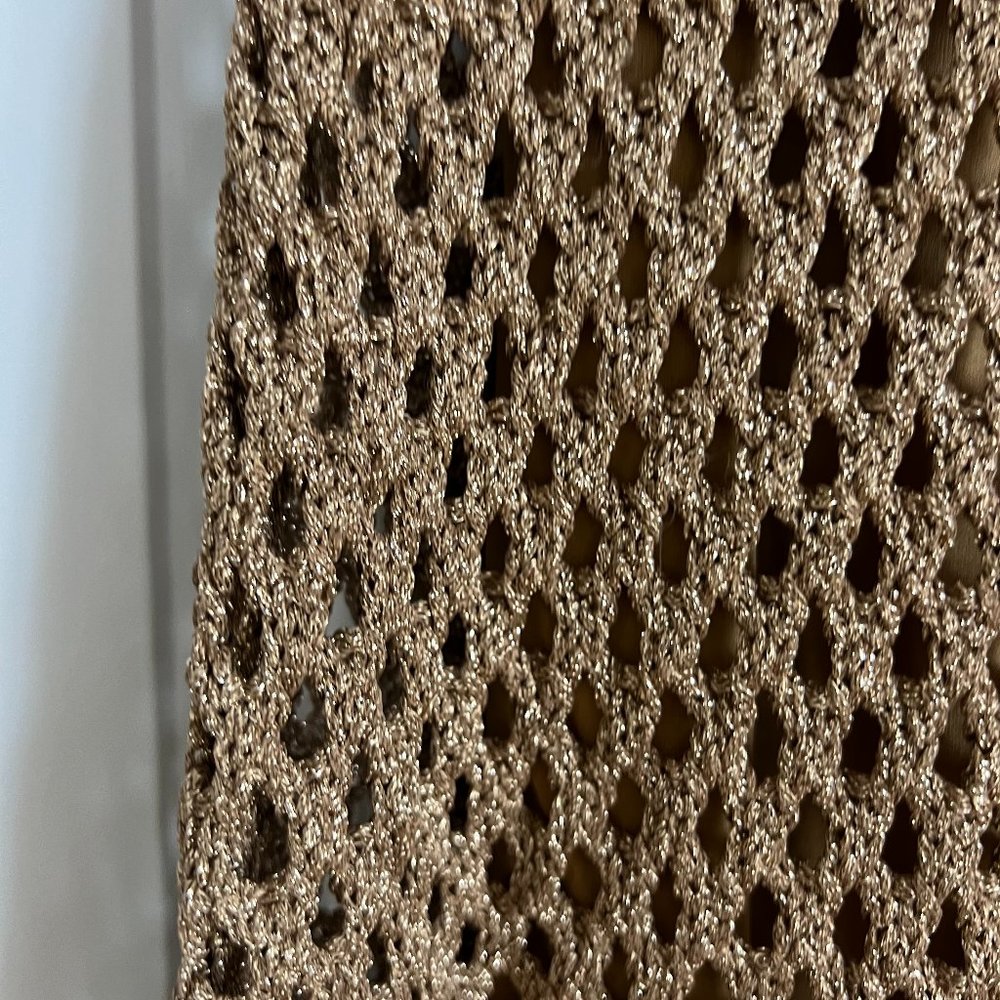 ZARA WOMAN SS23 GOLDEN OPEN-KNIT METALLIC THREAD DRESS SIZE M NWT